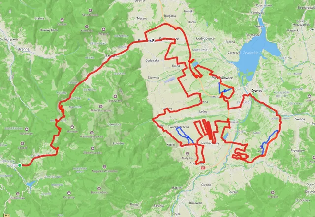 Мапа Challenge(сіняя) у параўнаньні да Adventure(чырвоная)